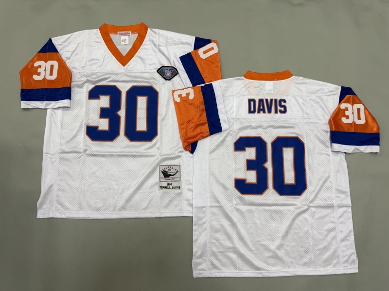 Men 2025 Denver Broncos #30 Davis white Throwback Limited NFL Jersey style 001->denver broncos->NFL Jersey